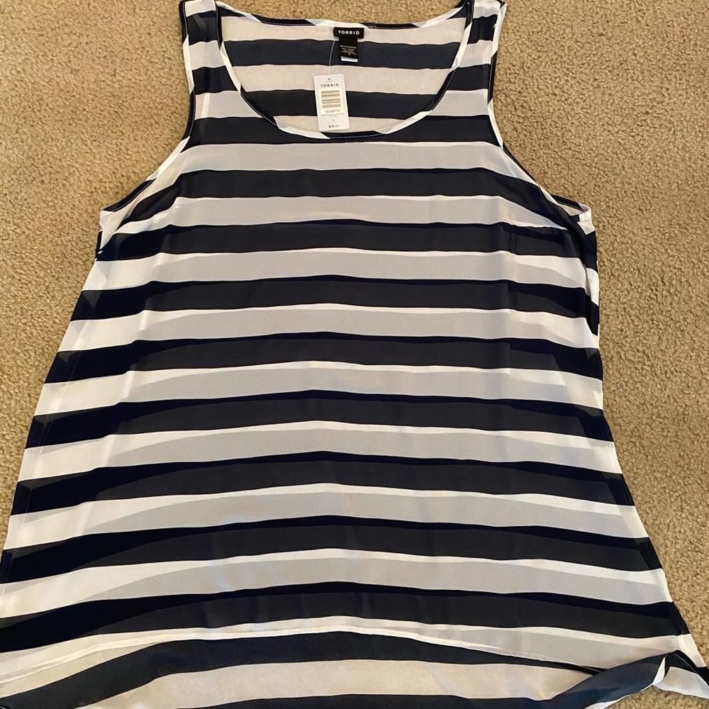 Navy and white stripped tank top